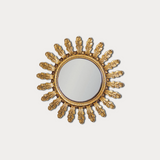 Small Antiqued Gold Ornate Framed Convex Mirror