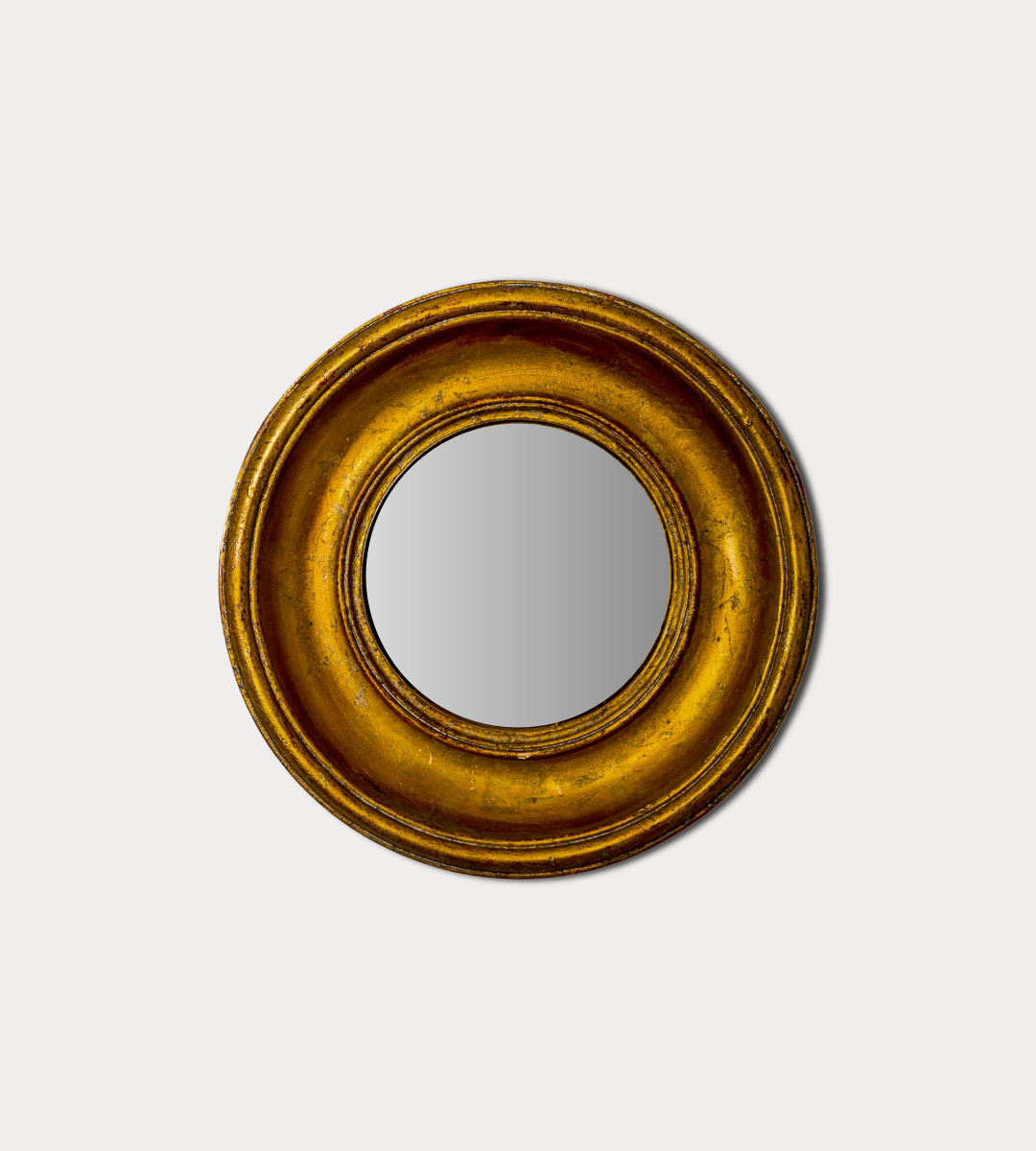 Antiqued Gold Deep Framed Small Convex Mirror