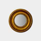 Antiqued Gold Deep Framed Small Convex Mirror