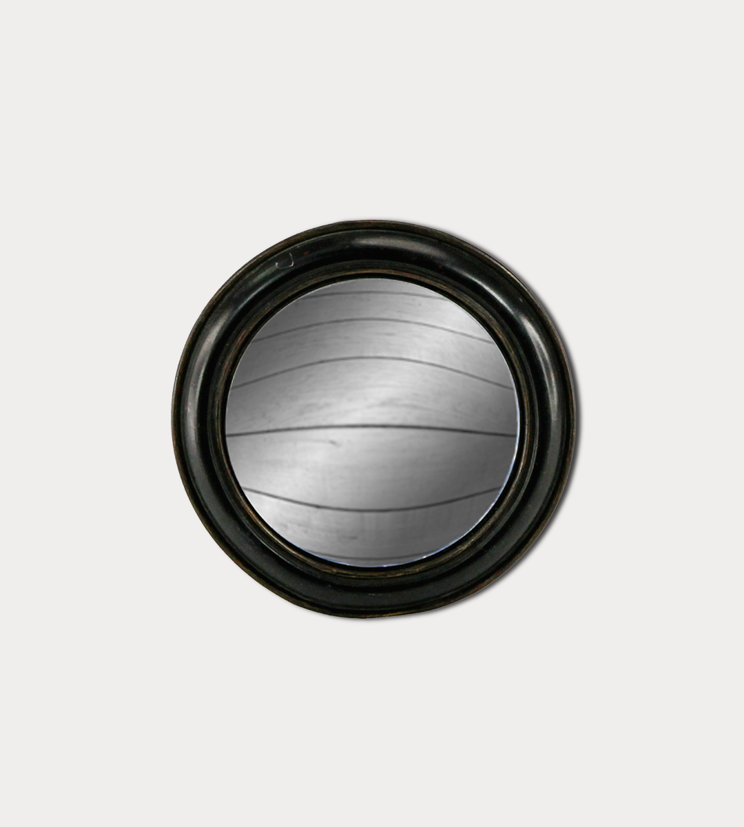 Antiqued Black Rounded Framed Medium Convex Mirror