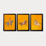 C.17th Century Indian Polo Players Triptych