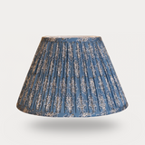 Blue Block Print Style pleated Shade 35cm