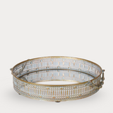 Mirrored Round Tray with Patina