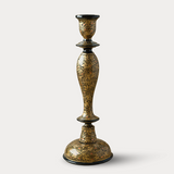 Wooden Candle Stick Holder 12" | Black and Gold Leaf