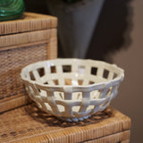 Round beige ceramic basket D22.6 H10.8cm